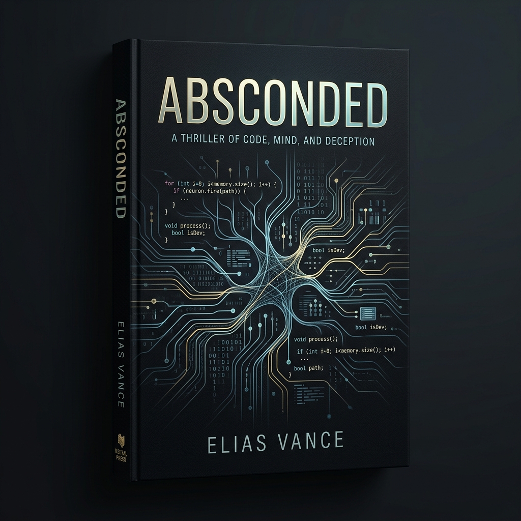 Absconded book cover and reader mockup