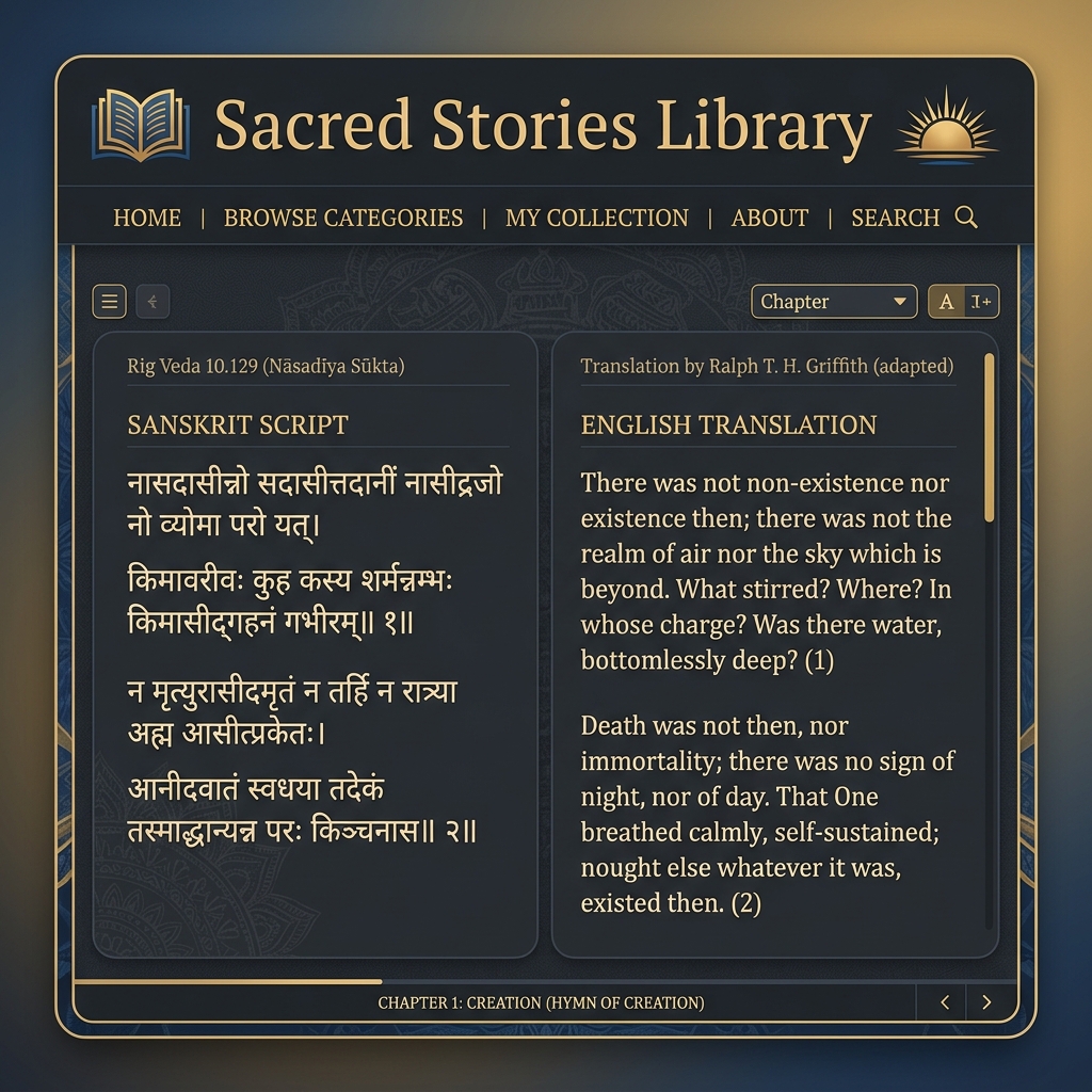 Sacred Stories reading interface mockup